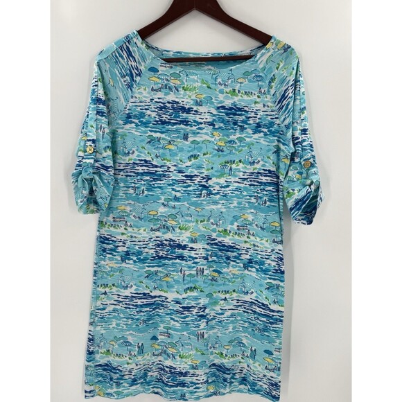 Lilly Pulitzer High Tide Toile Beach Resort Dress Size XSMALL Easy Wear EUC - Picture 2 of 12